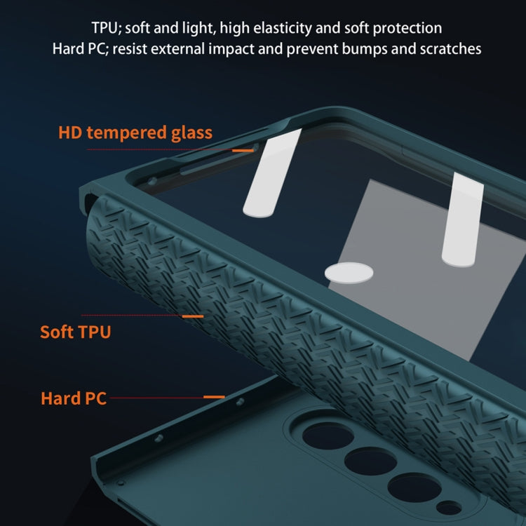 For Samsung Galaxy Z Fold3 5G 360 Full Body TPU Hinge Flip Phone Case(Black) - Galaxy Phone Cases by buy2fix | Online Shopping UK | buy2fix