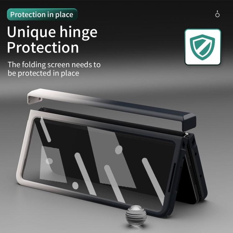 For Samsung Galaxy Z Fold2 5G Colorful Gradient Tempered Film Integrated Phone Case(Black White) - Galaxy Phone Cases by buy2fix | Online Shopping UK | buy2fix