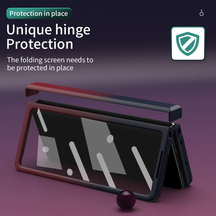 For Samsung Galaxy Z Fold2 5G Colorful Gradient Tempered Film Integrated Phone Case(Blue Red) - Galaxy Phone Cases by buy2fix | Online Shopping UK | buy2fix