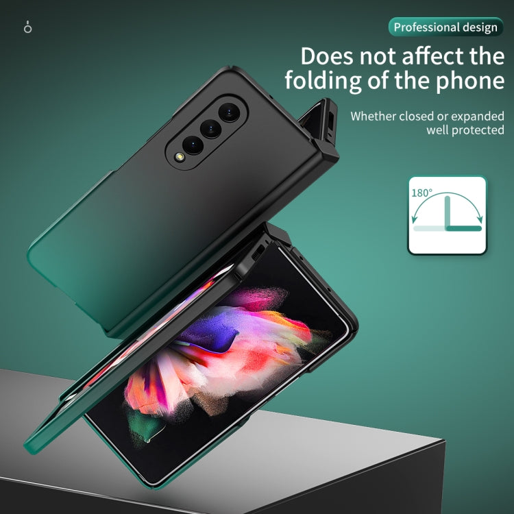For Samsung Galaxy Z Fold3 5G Gradient Color Hinge Flip Phone Case With Film(Black Green) - Galaxy Phone Cases by buy2fix | Online Shopping UK | buy2fix