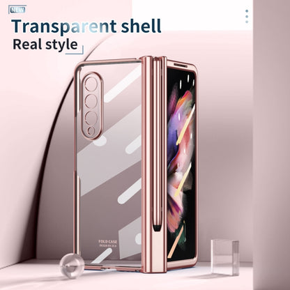 For Samsung Galaxy Z Fold3 5G 360 Full Body Electroplating Hinge Phone Case with Stylus(Pink) - Galaxy Phone Cases by buy2fix | Online Shopping UK | buy2fix