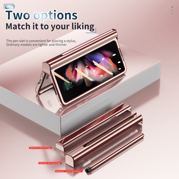 For Samsung Galaxy Z Fold3 5G 360 Full Body Electroplating Hinge Phone Case with Stylus(Pink) - Galaxy Phone Cases by buy2fix | Online Shopping UK | buy2fix