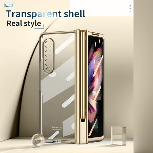 For Samsung Galaxy Z Fold3 5G 360 Full Body Electroplating Hinge Phone Case with Stylus(Gold) - Galaxy Phone Cases by buy2fix | Online Shopping UK | buy2fix