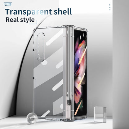 For Samsung Galaxy Z Fold3 5G 360 Full Body Electroplating Hinge Phone Case with Stylus(Transparent) - Galaxy Phone Cases by buy2fix | Online Shopping UK | buy2fix