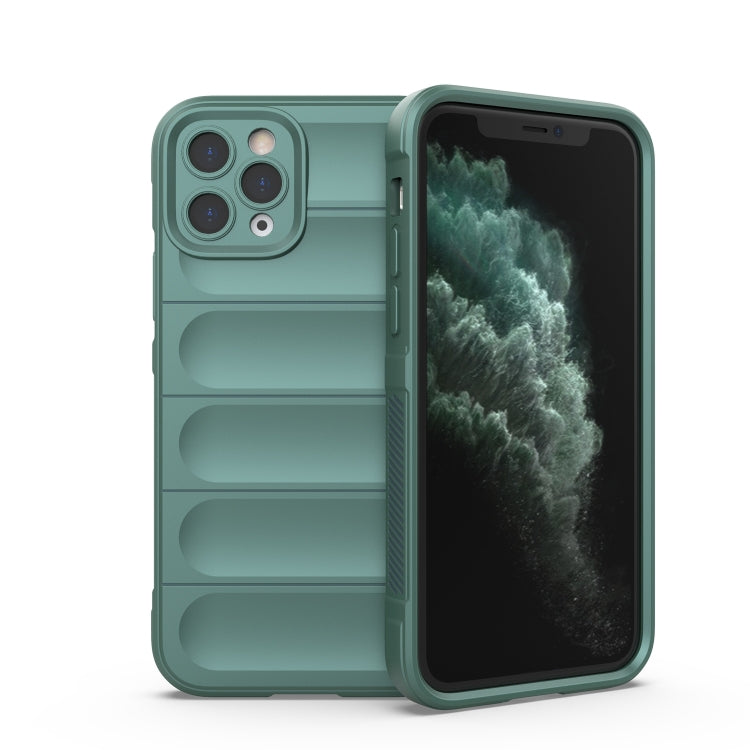 For iPhone 11 Pro Magic Shield TPU + Flannel Phone Case (Dark Green) by buy2fix