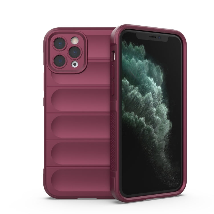 For iPhone 11 Pro Max Magic Shield TPU + Flannel Phone Case (Wine Red) by buy2fix