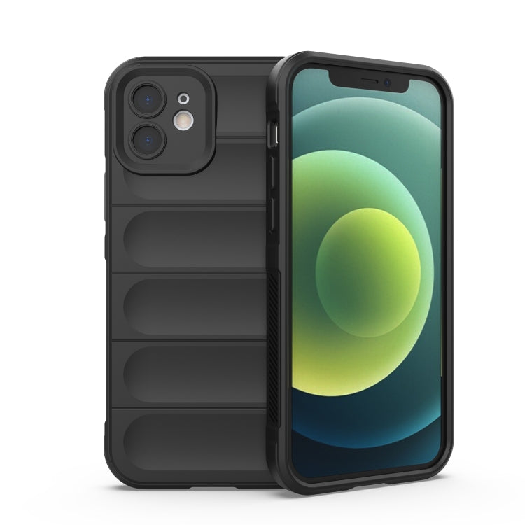 For iPhone 12 Magic Shield TPU + Flannel Phone Case(Black) by buy2fix