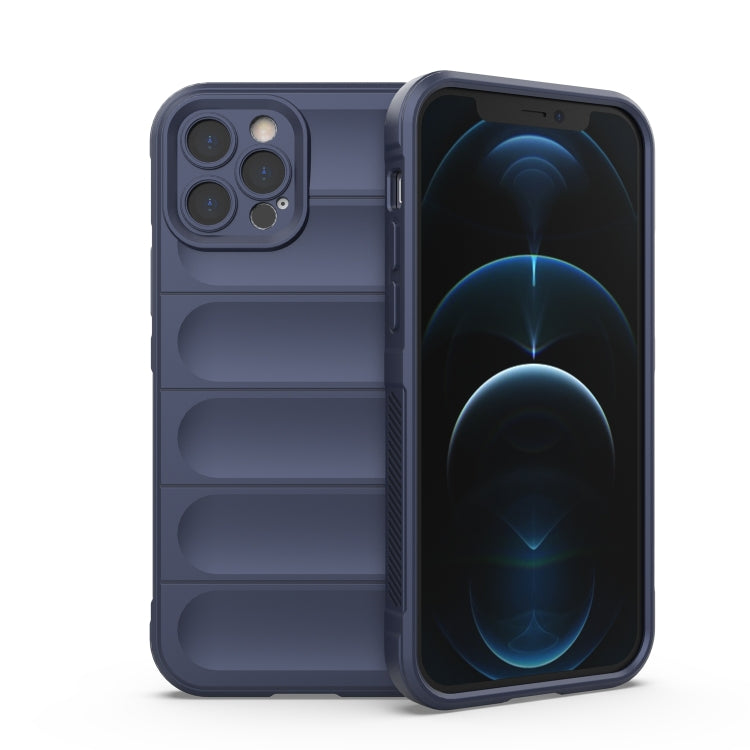 For iPhone 12 Pro Magic Shield TPU + Flannel Phone Case(Dark Blue) by buy2fix