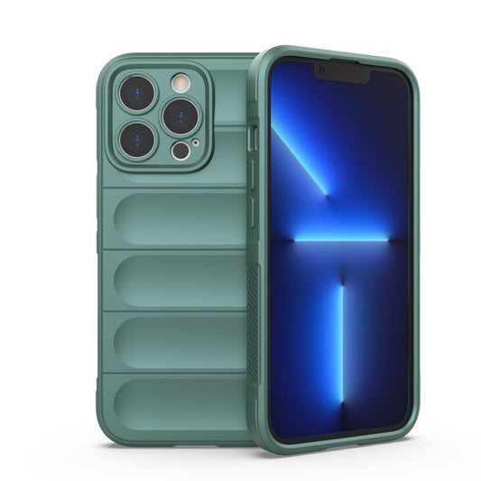 For iPhone 13 Pro Magic Shield TPU + Flannel Phone Case (Dark Green) - iPhone 13 Pro Cases by buy2fix | Online Shopping UK | buy2fix