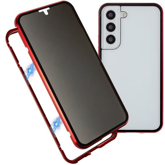 For Samsung Galaxy S21 5G Anti-peeping Magnetic Double-sided Tempered Glass Phone Case(Red)