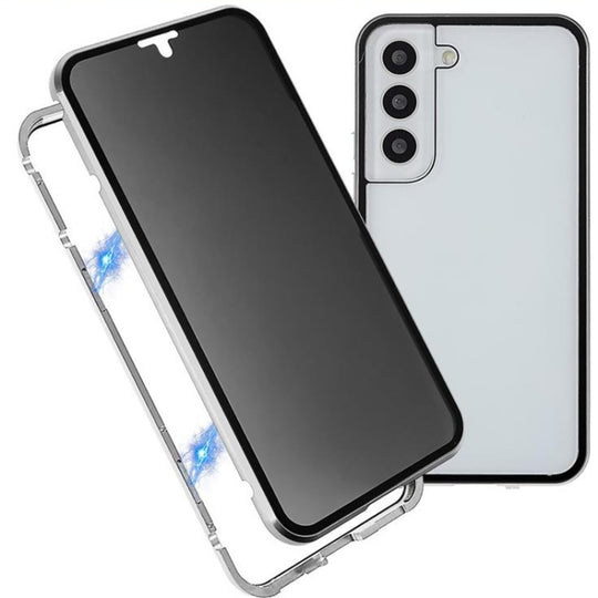 For Samsung Galaxy S21+ 5G Anti-peeping Magnetic Double-sided Tempered Glass Phone Case(Silver)