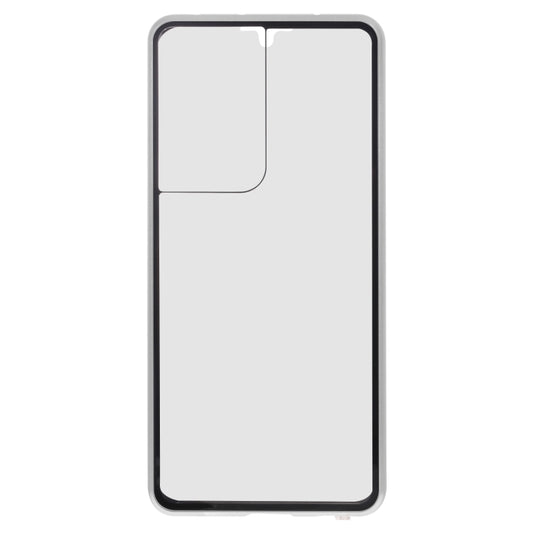 For Samsung Galaxy S21 Ultra 5G Anti-peeping Magnetic Double-sided Tempered Glass Phone Case(Silver) by buy2fix