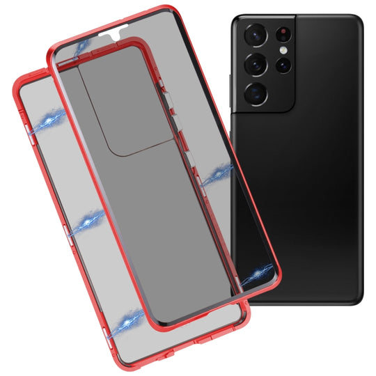 For Samsung Galaxy S21 Ultra 5G Anti-peeping Magnetic Double-sided Tempered Glass Phone Case(Red)