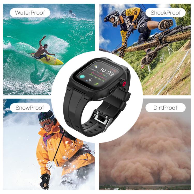 RedPepper IP68 Waterproof Screen Protector + Watchband + Protective Case For Apple Watch Series 9 / 8 / 7 45mm - Watch Cases by RedPepper | Online Shopping UK | buy2fix