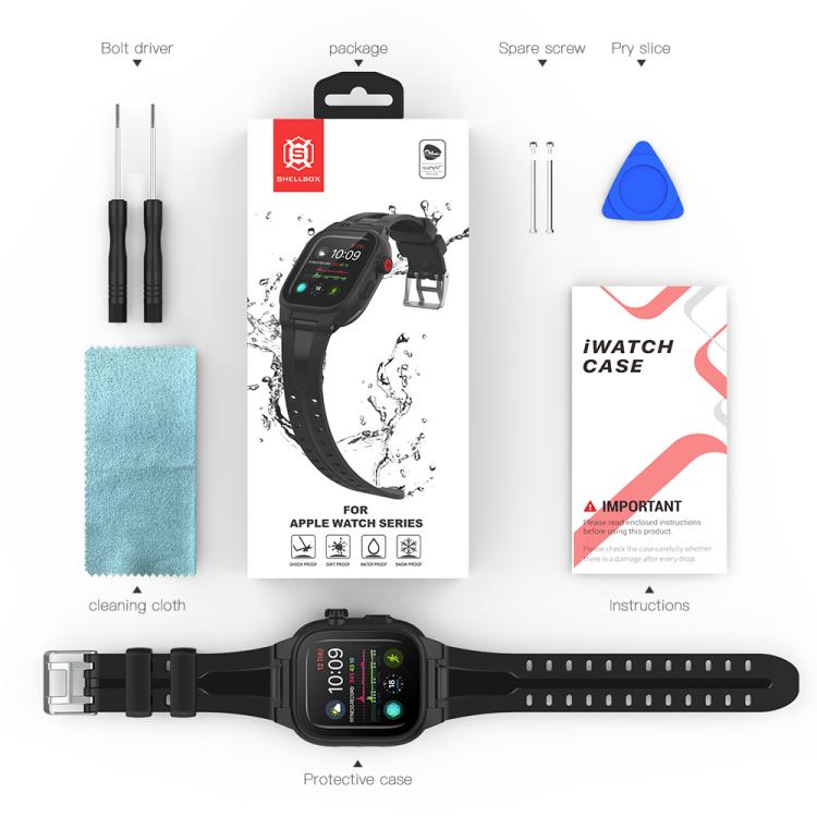 RedPepper IP68 Waterproof Screen Protector + Watchband + Protective Case For Apple Watch Series 9 / 8 / 7 45mm - Watch Cases by RedPepper | Online Shopping UK | buy2fix