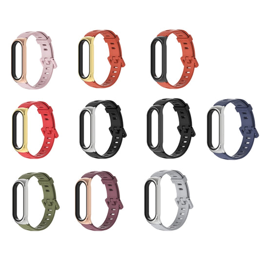 For Xiaomi Mi Band 6 / 5 / 4 / 3 Mijobs Flat Hole Silicone Watch Band, Style:CS Case(Pink+Rose Gold) by MIJOBS