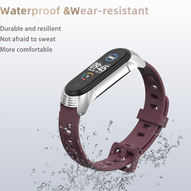 For Xiaomi Mi Band 6 / 5 / 4 / 3 Mijobs Flat Hole Silicone Watch Band, Style:Plus Case(Pink+Rose Gold) - Watch Bands by MIJOBS | Online Shopping UK | buy2fix