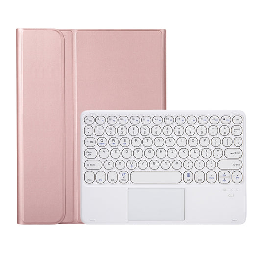 YA700B-A Lambskin Texture Voltage Round Keycap Bluetooth Keyboard Leather Case with Touchpad For Samsung Galaxy Tab S8 11 inch SM-X700 / SM-X706 & S7 11 inch SM-X700 / SM-T875(Rose Gold) by buy2fix