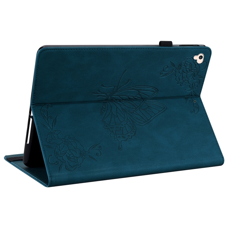 Butterfly Flower Embossed Leather Tablet Case For iPad 9.7 inch 2017 / 2018(Blue) - iPad 9.7 (2018) & (2017) Cases by buy2fix | Online Shopping UK | buy2fix