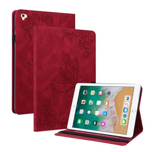 Butterfly Flower Embossed Leather Tablet Case For iPad 9.7 inch 2017 / 2018(Red) - iPad 9.7 (2018) & (2017) Cases by buy2fix | Online Shopping UK | buy2fix