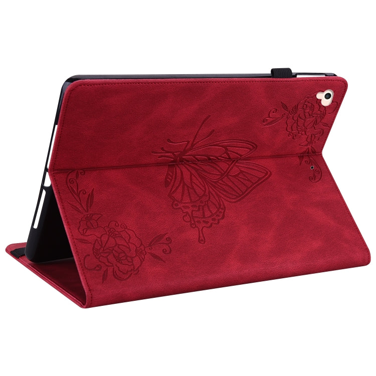 Butterfly Flower Embossed Leather Tablet Case For iPad 9.7 inch 2017 / 2018(Red) - iPad 9.7 (2018) & (2017) Cases by buy2fix | Online Shopping UK | buy2fix