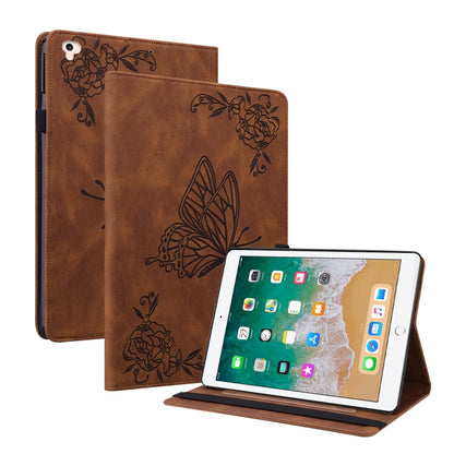 Butterfly Flower Embossed Leather Tablet Case For iPad 9.7 inch 2017 / 2018(Brown) - iPad 9.7 (2018) & (2017) Cases by buy2fix | Online Shopping UK | buy2fix
