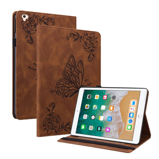 Butterfly Flower Embossed Leather Tablet Case For iPad 9.7 inch 2017 / 2018(Brown) - iPad 9.7 (2018) & (2017) Cases by buy2fix | Online Shopping UK | buy2fix