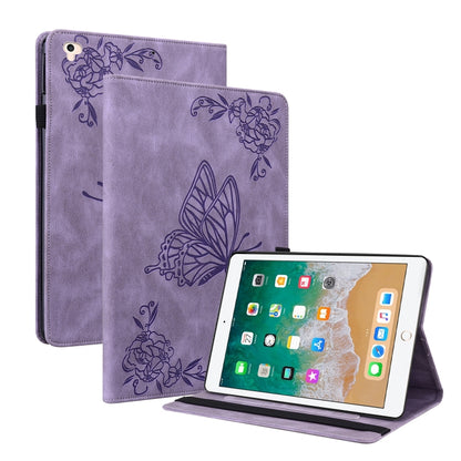 Butterfly Flower Embossed Leather Tablet Case For iPad 9.7 inch 2017 / 2018(Purple) - iPad 9.7 (2018) & (2017) Cases by buy2fix | Online Shopping UK | buy2fix