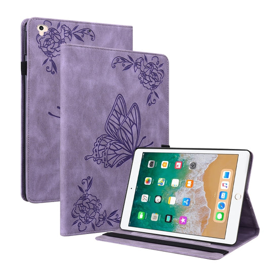 Butterfly Flower Embossed Leather Tablet Case For iPad 9.7 inch 2017 / 2018(Purple) - iPad 9.7 (2018) & (2017) Cases by buy2fix | Online Shopping UK | buy2fix