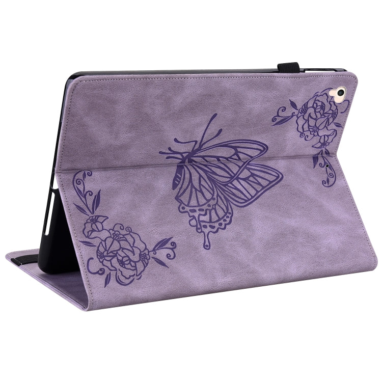 Butterfly Flower Embossed Leather Tablet Case For iPad 9.7 inch 2017 / 2018(Purple) - iPad 9.7 (2018) & (2017) Cases by buy2fix | Online Shopping UK | buy2fix