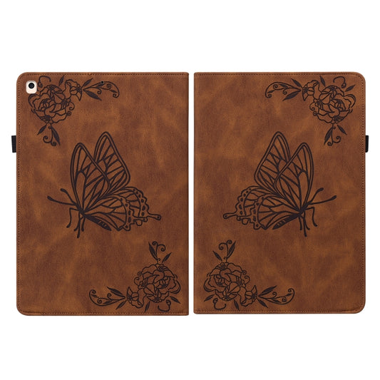 Butterfly Flower Embossed Leather Tablet Case For iPad 10.2 2021&2020&2019 / Air 2019(Brown) - iPad 10.2 Cases by buy2fix | Online Shopping UK | buy2fix