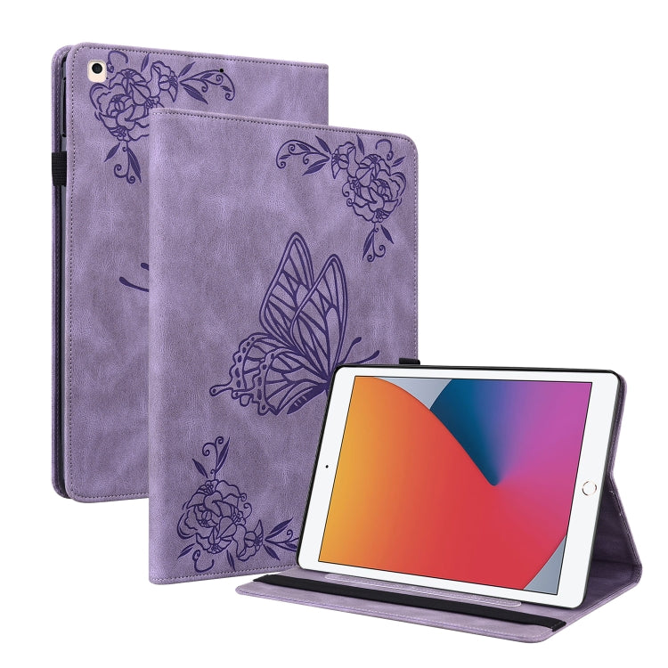 Butterfly Flower Embossed Leather Tablet Case For iPad 10.2 2021&2020&2019 / Air 2019(Purple) - iPad 10.2 Cases by buy2fix | Online Shopping UK | buy2fix