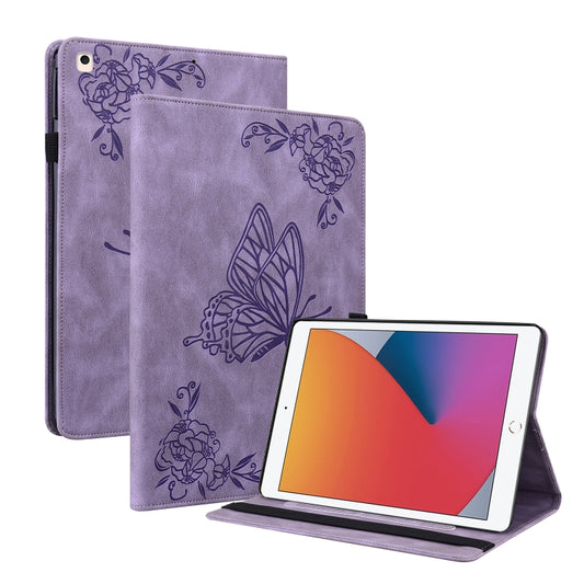 Butterfly Flower Embossed Leather Tablet Case For iPad 10.2 2021&2020&2019 / Air 2019(Purple) - iPad 10.2 Cases by buy2fix | Online Shopping UK | buy2fix