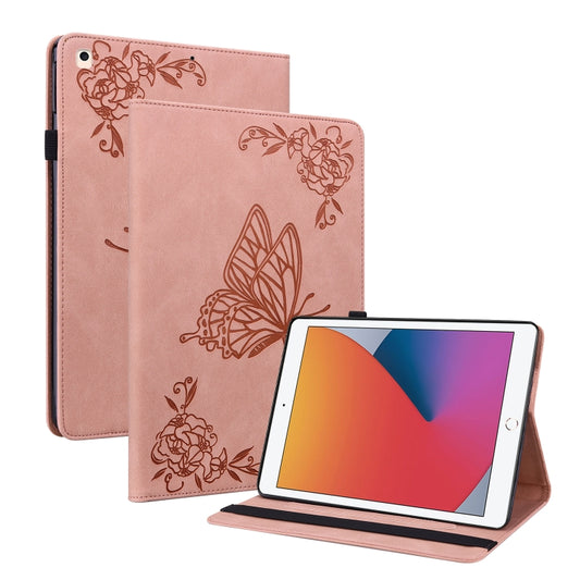 Butterfly Flower Embossed Leather Tablet Case For iPad 10.2 2021&2020&2019 / Air 2019(Rose Gold) - iPad 10.2 Cases by buy2fix | Online Shopping UK | buy2fix