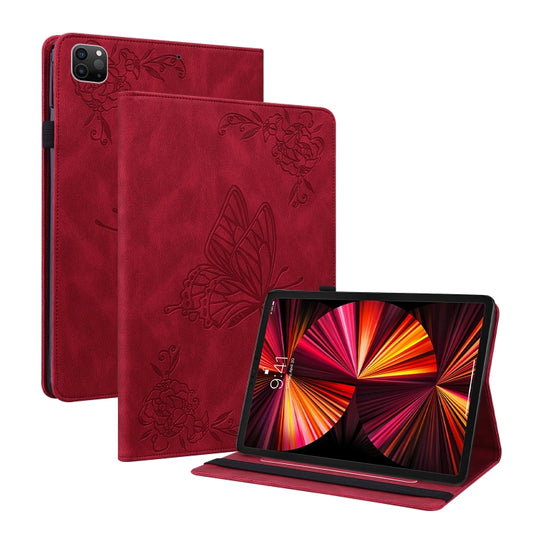 For iPad Pro 11 2022 / 2021 / 2020 / 2018 / Air 2020 10.9 Butterfly Flower Embossed Leather Tablet Case(Red) - iPad Pro 11 (2022/2021) Cases by buy2fix | Online Shopping UK | buy2fix