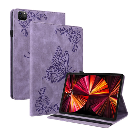 For iPad Pro 11 2022 / 2021 / 2020 / 2018 / Air 2020 10.9 Butterfly Flower Embossed Leather Tablet Case(Purple) - iPad Pro 11 (2022/2021) Cases by buy2fix | Online Shopping UK | buy2fix