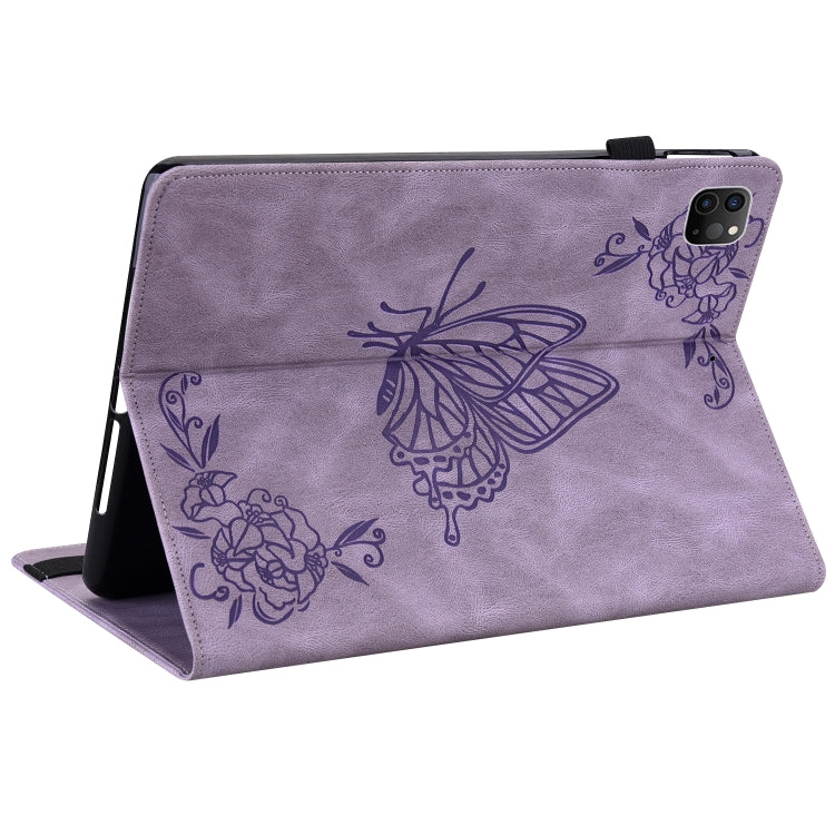 For iPad Pro 11 2022 / 2021 / 2020 / 2018 / Air 2020 10.9 Butterfly Flower Embossed Leather Tablet Case(Purple) - iPad Pro 11 (2022/2021) Cases by buy2fix | Online Shopping UK | buy2fix