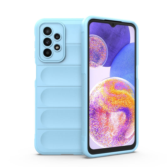 For Samsung Galaxy A23 Magic Shield TPU + Flannel Phone Case(Light Blue) by buy2fix