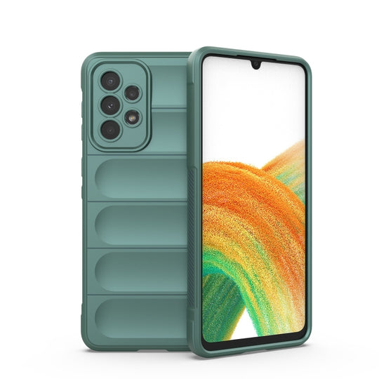 For Samsung Galaxy A33 5G Magic Shield TPU + Flannel Phone Case(Dark Green)