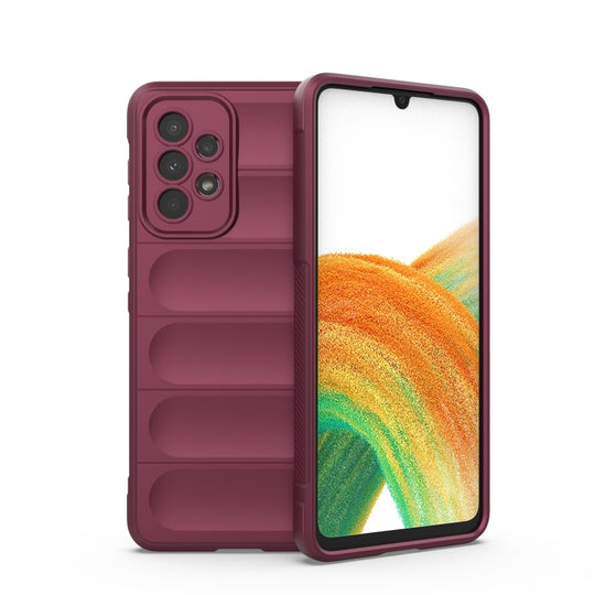 For Samsung Galaxy A33 5G Magic Shield TPU + Flannel Phone Case(Wine Red)