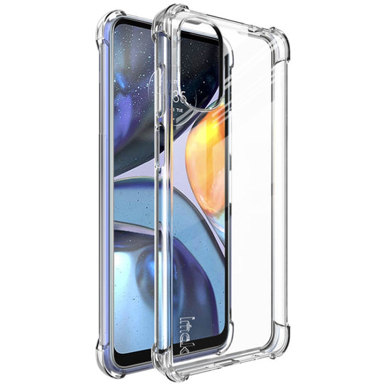 For Motorola Moto G22 4G IMAK All Coverage Shockproof Airbag TPU Case with Screen Protector(Transparent)