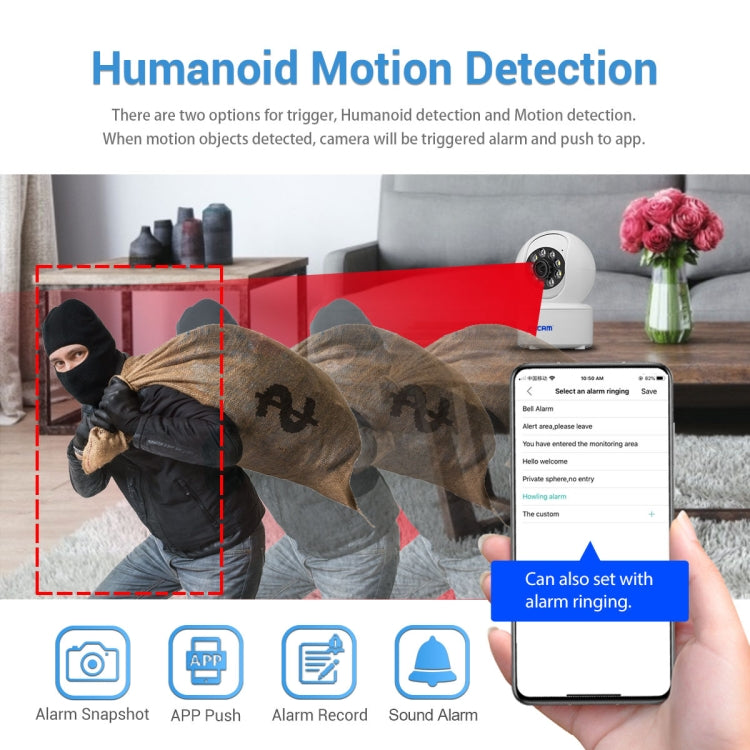 ESCAM QF005 4MP Indoor HD WiFi Pan-tilt Camera, Support Motion Detection / Two-way Audio / Night Vision(US Plug) - Wireless Camera by ESCAM | Online Shopping UK | buy2fix