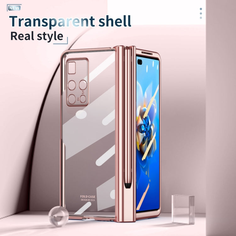For Huawei Mate X2 Electroplating Hinge Phone Case with Stylus(Pink) - Huawei Cases by buy2fix | Online Shopping UK | buy2fix