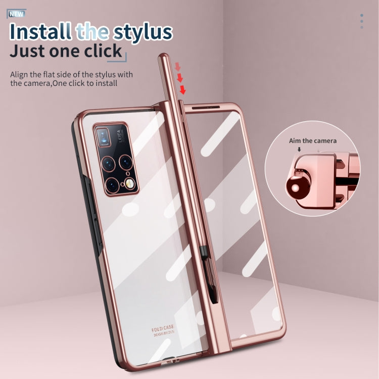 For Huawei Mate X2 Electroplating Hinge Phone Case with Stylus(Pink) - Huawei Cases by buy2fix | Online Shopping UK | buy2fix