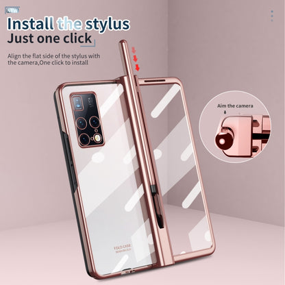 For Huawei Mate X2 Electroplating Hinge Phone Case with Stylus(Pink) - Huawei Cases by buy2fix | Online Shopping UK | buy2fix