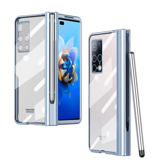 For Huawei Mate X2 Electroplating Hinge Phone Case with Stylus(Blue) - Huawei Cases by buy2fix | Online Shopping UK | buy2fix