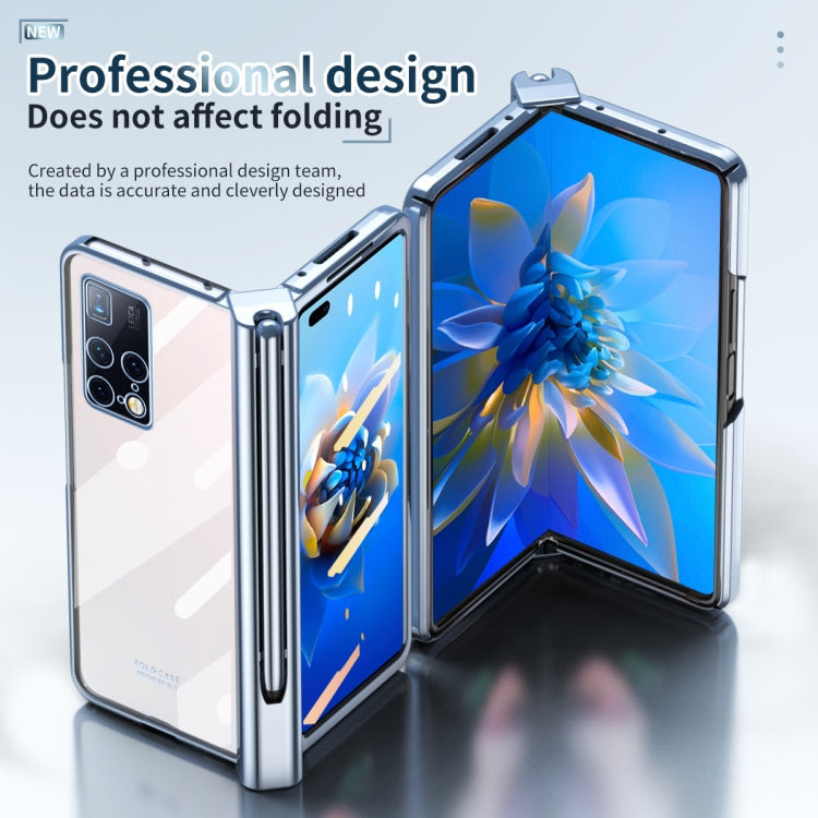 For Huawei Mate X2 Electroplating Hinge Phone Case with Stylus(Blue) - Huawei Cases by buy2fix | Online Shopping UK | buy2fix