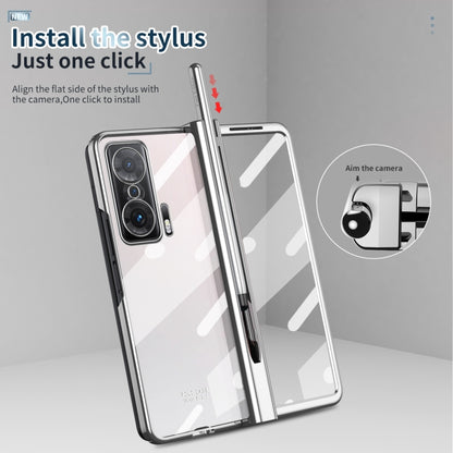 For Honor Magic V Electroplating Hinge Phone Case with Stylus(Silver) - Honor Cases by buy2fix | Online Shopping UK | buy2fix