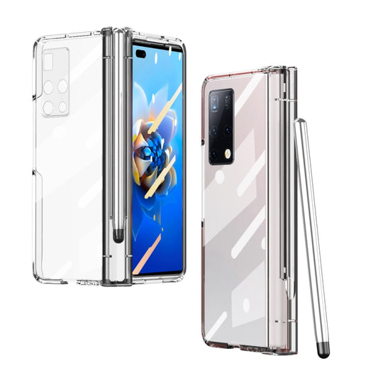 For Huawei Mate X2 Full Body Electroplating Hinge Phone Case with Stylus(Transparent) - Huawei Cases by buy2fix | Online Shopping UK | buy2fix