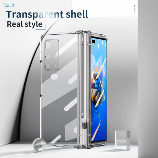 For Huawei Mate X2 Full Body Electroplating Hinge Phone Case with Stylus(Transparent) - Huawei Cases by buy2fix | Online Shopping UK | buy2fix